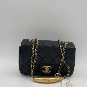 Chanel Black Quilted Leather Mini Square Charm Strap Flap Bag - image 130