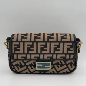 Brown Zucca Print Canvas Baguette Crossbody Bag - image 135