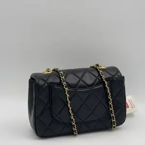 Chanel Black Quilted Leather Mini Square Charm Strap Flap Bag - image 131