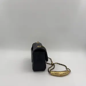 Chanel Black Quilted Leather Mini Square Charm Strap Flap Bag - image 129