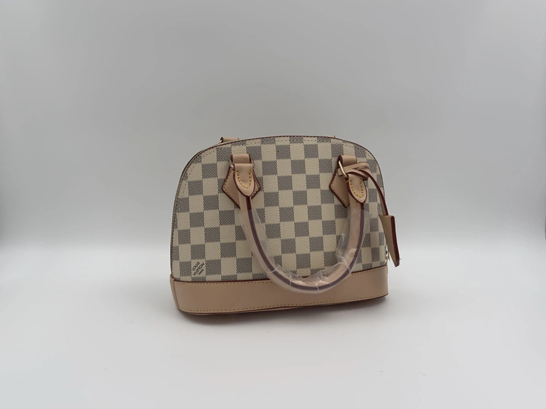 LOUIS VUITTON Alma BB Braided Damier Azur Satchel Bag White