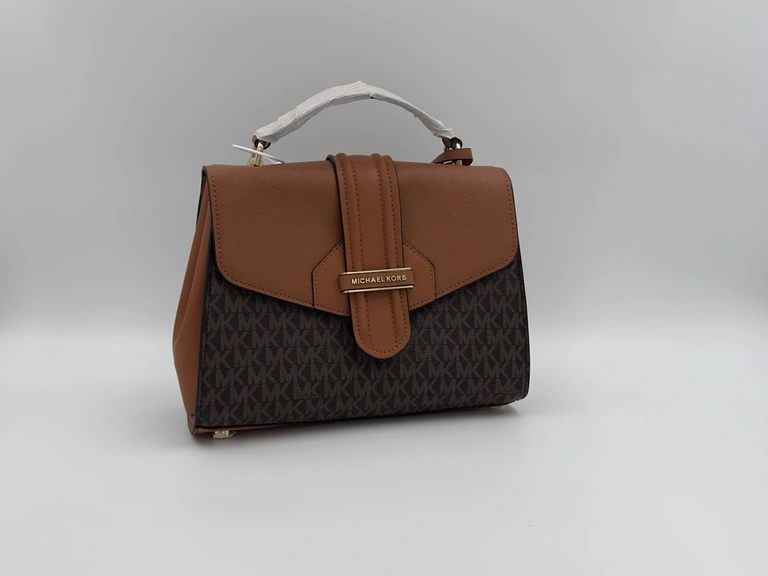 Michael Kors Bleecker Medium Logo and Leather Satchel