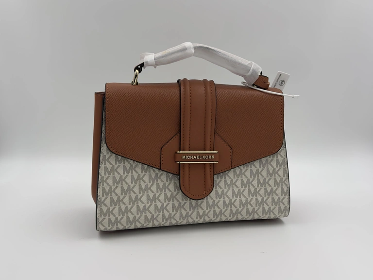 Michael Kors Bleecker Medium Logo and Leather Satchel